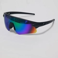 Detail view of colorful polarized large lens with black matte frame for sports sunglasses - C5 Black Frame Green Mirror Lens