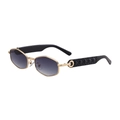 Polygon gold metal sunglasses with purple gradient lenses and quilted texture temples - C2 Gold Gradient Gray