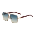 Square aviator sunglasses with gradient blue lenses and redwood finish temple arms - Gold Frame Blue-Orange Gradient Lens (C6)