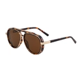Klassische Pilotenbrille in Schildpatt-Optik mit braunen Gläsern und goldenem Doppelsteg - Dunkel Tortoise Gold Rahmen Volle Tee Linsen