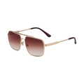 Classic square aviator sunglasses with gold metal frame and gradient brown lenses - Transparent Dark Tea Gold Frame Gradient Tea Lens (C2)