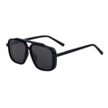 Fashionable square black double-bridge sunglasses with dark grey lenses in matte finish - Matte Black Frame Gray Lens (C5)