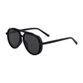 Klassische schwarze Aviator Polarisierte Sonnenbrille mit dickem Rahmen und grauen Gläsern - Matt Schwarz Schwarzer Rahmen Volle Graue Linsen