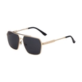 Classic aviator sunglasses with gold metal frame, double bridge and dark lenses - Bright Black Gold Frame Gray Lens (C1)