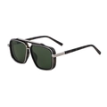 Retro square tortoiseshell sunglasses with green lenses and double metal bridge design - Green Tortoise Silver Frame G15 Green Lens (C6)