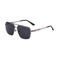 Gunmetal square metal sunglasses for men with classic double bridge and dark grey lenses - Bright Black Silver Frame Gray Lens (C3)