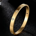 Bracciale in acciaio al titanio placcato oro 18k con fiori in zircone e chiusura a scatto - Acciaio / Stile Quadrifoglio Con Strass