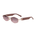 Polygonal rose gold sunglasses with purple gradient lenses and quilted temple texture - C5 Rose Gold Tea Pink
