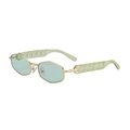 Occhiali da sole ottagonali dorati con lenti verde chiaro e stanghette con motivo CD - C6 Oro Verde Chiaro