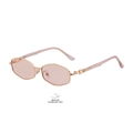 Lunettes de soleil polygonales avec monture dorée et verres rose clair pour temps couvert - Monture Dorée/Verre Rose Clair à Rose (C4)