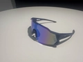 Blue matte sports sunglasses with blue-purple gradient iridescent windproof lenses - Blue Frame Blue Lens