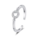 Silver infinity circle bangle with pavé zircons and textured open band design - Textured Circle Ring Style (KL11 White Gold)