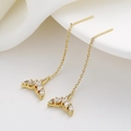 Elegant gold mermaid tail drop earrings with shimmering marquise cubic zirconia stones - Gold