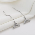 Elegant silver mermaid tail threader earrings with marquise-cut zircon stones - White Gold