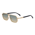 Fashionable golden metal square pilot sunglasses with blue-orange gradient lenses - Matte Gold / Green Orange Gradient
