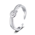 Silberner Knotring mit funkelnden Zirkonia-Steinen in einem verstellbaren offenen Design - Einstellbar Offen / Weißgold