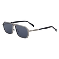 Men's square metal frame sunglasses with champagne gold finish and dark grey lenses - Matte Silver / Light Mirror