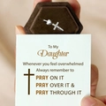 Silver adjustable heart cross ring with zircons in a premium brown velvet gift box - Adjustable Open / Ring with Card and Box