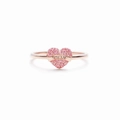 Anello cuore in oro rosa con zirconi rosa e incisione MOM per donne - Oro rosa