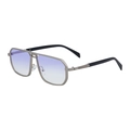 Retro square pilot sunglasses with gunmetal frame and purple gradient lenses - Matte Silver / Clear Blue Coating