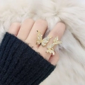 Eleganter goldener Schmetterlingsring mit glitzerndem Zirkonia-Pavé für Damen - Einstellbar Offen / Gold