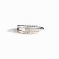 Minimalistischer S925 Sterling Silber Ring mit drei Reihen Zirkonia auf weißem Grund - US Größe 6 Offen (Verstellbar) / Weißgold