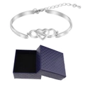 Dettaglio del bracciale argento cuore e infinito con diamanti e scatola regalo - Oro Bianco Con Scatola