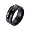 Anello minimalista nero opaco in acciaio inossidabile con incisione Gesù e croce - US 7 / Stile Gesù Laser Nero