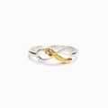 Eleganter S925 Sterling Silber Unendlichkeit Federring mit Vergoldung und Zirkonsteinen - US-Größe 6 / Zweifarbig Platin und Gold