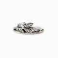 Minimalist S925 sterling silver leaf ring featuring marquise-cut stones and cubic zirconia - Single Ring / White Gold