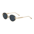 Oval sunglasses with gold metal frames, grey lenses, and pyramid embossed temples - C1 Gold Frame Gray Lens