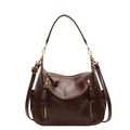Bolso tote marrón oscuro con cremalleras doradas y correa de hombro ajustable - Marrón