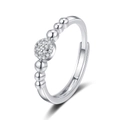 Eleganter Perlenring aus Silber mit Pavé-Zirkonia und verstellbarer offener Schiene - Einstellbar Offen / Weißgold