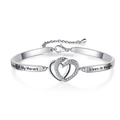 Bracciale argento con cuori intrecciati, cristalli e incisione commemorativa di classe - Doppio Cuore-A piece of My Heart Lives in Heaven / Oro Bianco