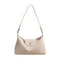 Borsa a spalla con pieghe verticali bianco crema con patta magnetica e tracolla regolabile - Bianco Sporco