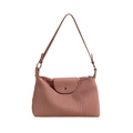 Borsa a spalla hobo con pieghe verticali da donna in ecopelle rosa antico - Rosa