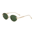 Oval vintage sunglasses with golden embossed metal frame and dark green lenses - Gold Frame G15 Green Lens (C4)