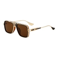 Square fashion sunglasses with gold metal frame and black decorative rims for men - Black Gold Mix Frame Full Tea Lens