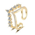Double-layer gold open ring featuring marquise and pavé cubic zirconia accents - Adjustable Open / Gold