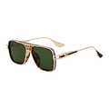 Square gold metal aviator sunglasses with tortoiseshell frames and green lenses - Tortoise Gold Black G15 (C6)