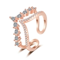Double-layered rose gold open ring with pear-cut cubic zirconia and pavé stones - Adjustable Open / Rose Gold