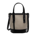 Zweifarbige Bucket Bag aus Segeltuch und schwarzem Leder mit verstellbarem Schultergurt - Schwarz