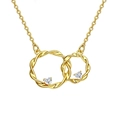 Ineinandergreifende goldene Halskette mit zwei Ringen und Herzsteinen - Gold