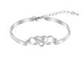 Bracciale argento cuore infinito con pietre scintillanti e chiusura a moschettone - Oro Bianco