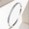 Bracciale a cerniera in acciaio inossidabile argento con zirconi quadrati luccicanti - Argento