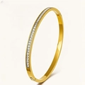 Sottile bracciale in acciaio al titanio placcato oro con zirconi stile minimalista - Oro
