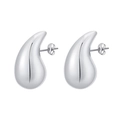 Orecchini a goccia in argento con finitura a specchio lucida in stile minimalista - Oro Bianco