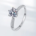Eleganter Moissanit-Ring mit Sechs-Krallen-Fassung und verstellbarem Silberband - Weißer Zirkonia Verstellbarer Ring