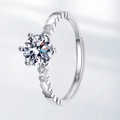 Moissanite honingraatring met zes-klauwzetting en verstelbare open ringband ontwerp - Verstelbaar Open / Witte Zirkonia