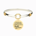 Tweekleurige zilveren en gouden armband met gegraveerde ronde motiverende hanger - Bonus Daughter Citaat(Armband 4)